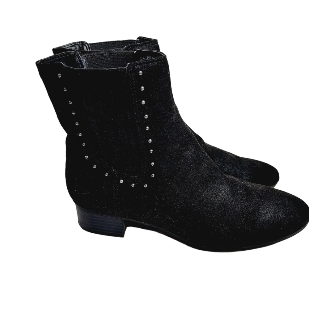 A2 By Aerosoles Date Night Studded Boots Size 8.5 Black Faux Suede Western Boot